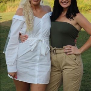 Button down off shoulder dress